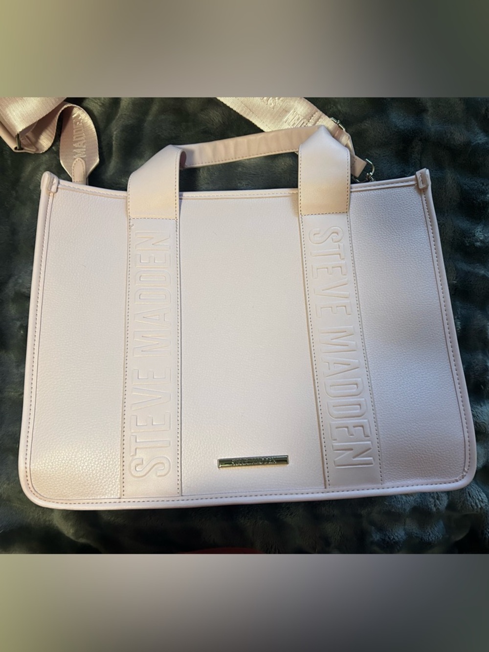 Steve Madden Blush Pink Tote with Embossed Logo Straps